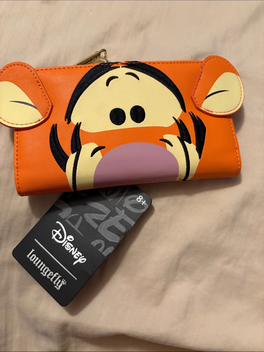 Loungefly Orange Tigger Face Zip Wallet with Ear Details